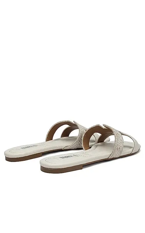 Grey Croco Textured Flats