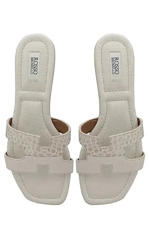 Grey Croco Textured Flats