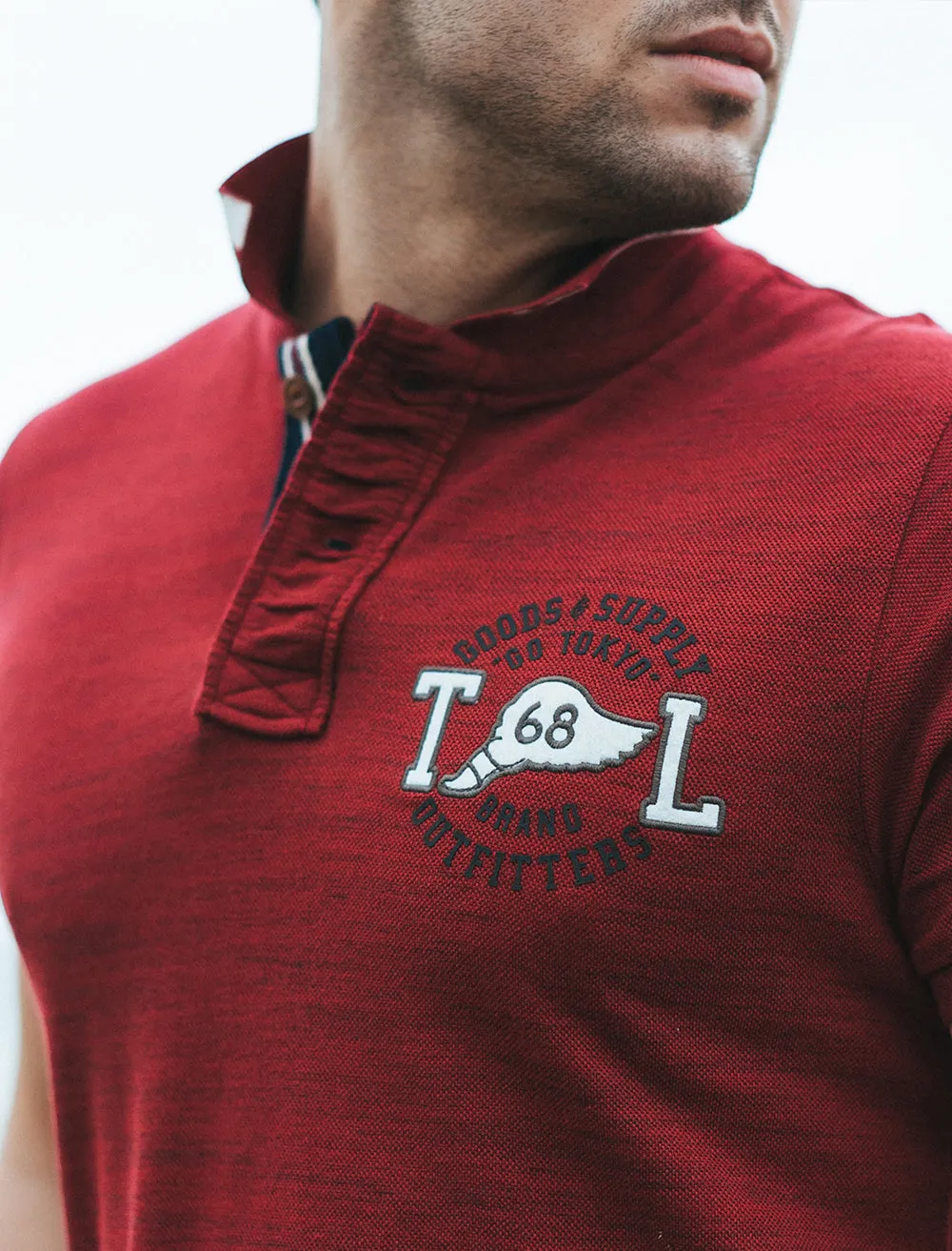Greychon Injection Dyed Polo Shirt in Oxblood - Tokyo Laundry