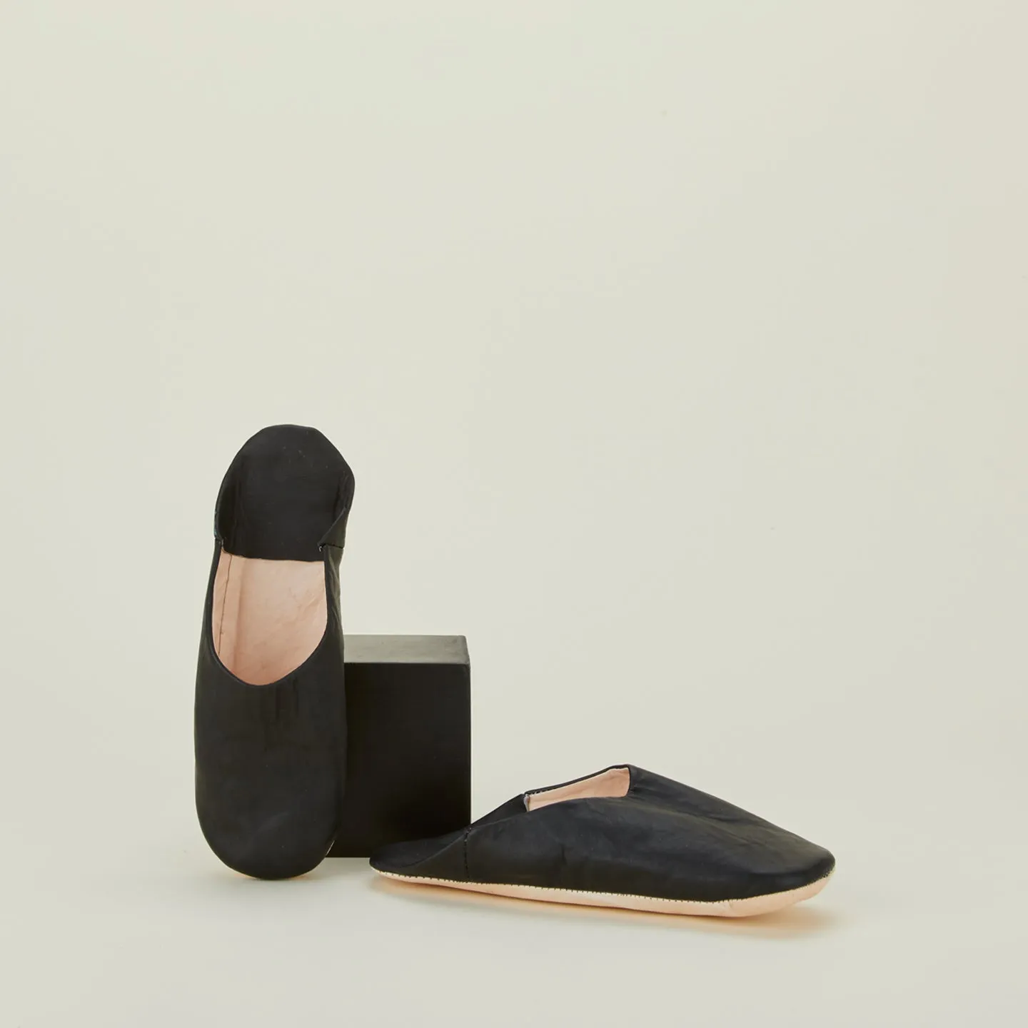 Handmade Leather Slippers - Black