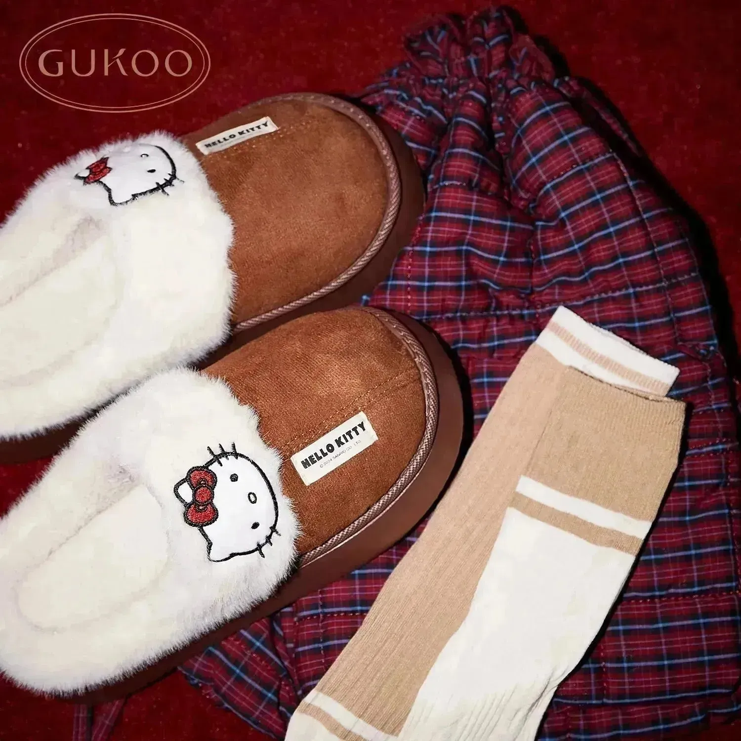 Hello Kitty Fuzzy Winter Slippers