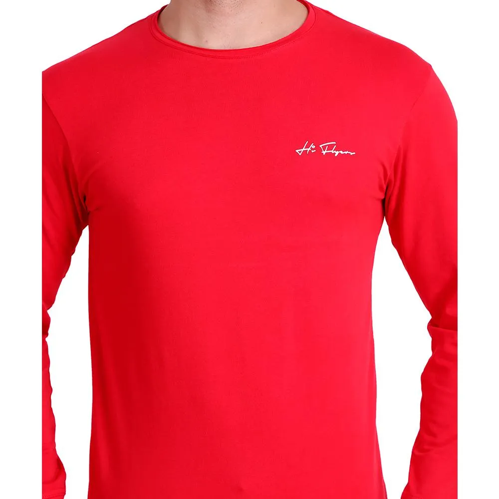 HiFlyers Men Round Neck Solid T-Shirtred