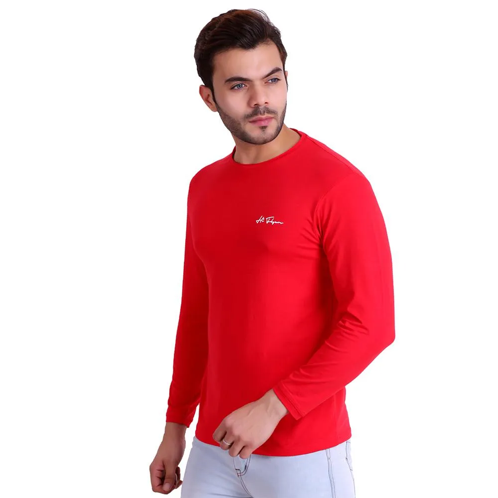 HiFlyers Men Round Neck Solid T-Shirtred