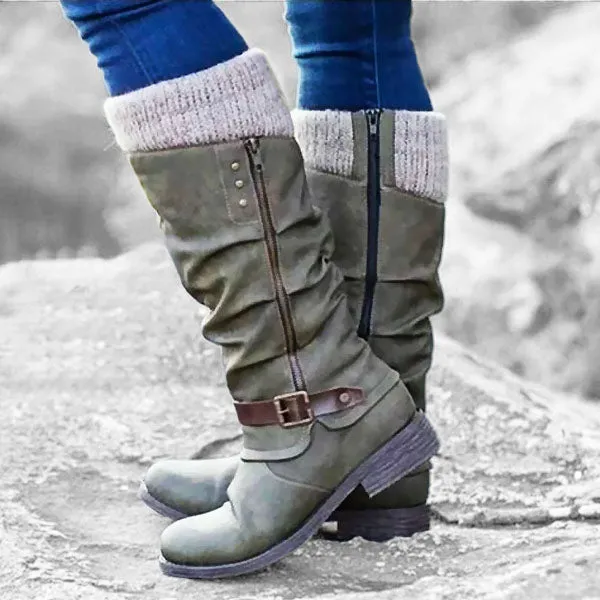 HISEL™ MID CALF WARM LEATHER WINTER BOOTS
