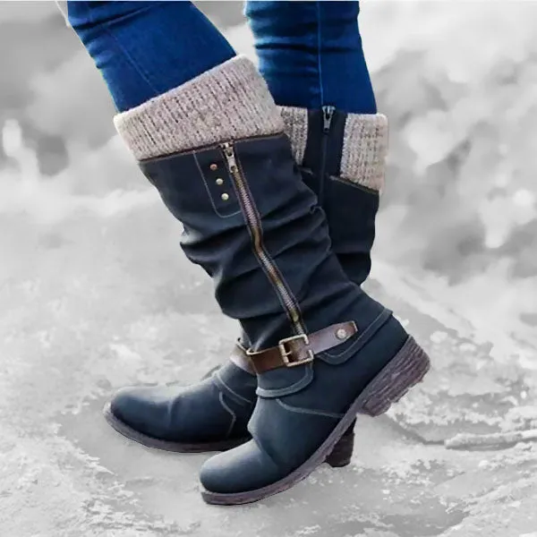 HISEL™ MID CALF WARM LEATHER WINTER BOOTS