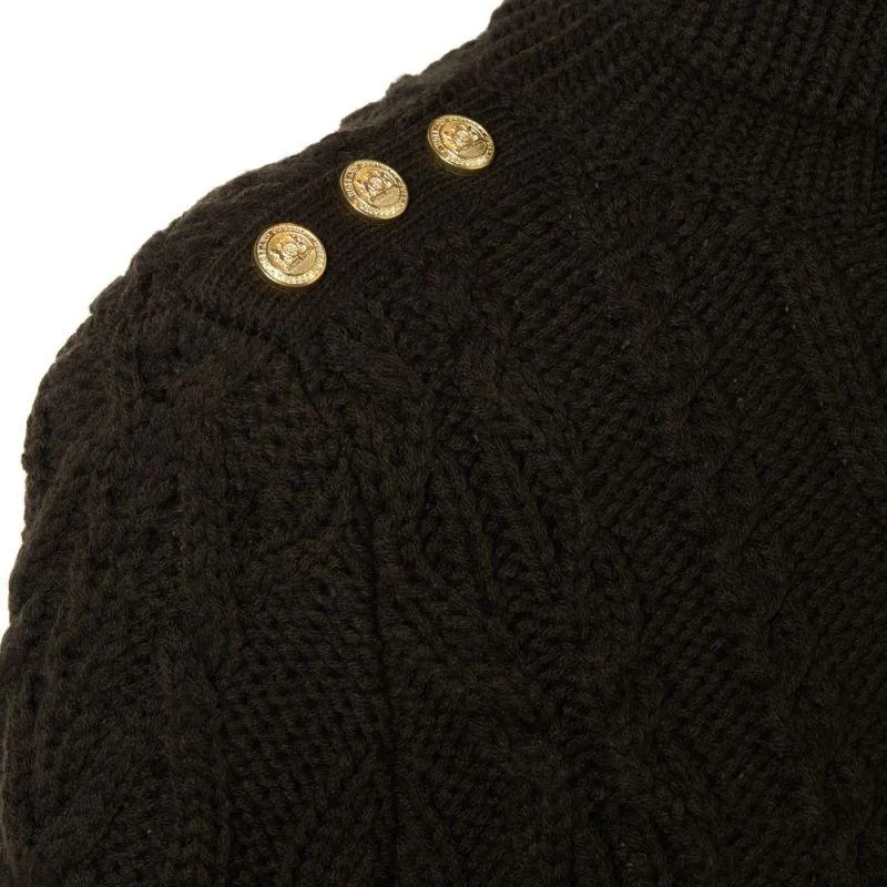 Holland Cooper Belgravia Cable Ladies Roll Neck Knit - Fern Green