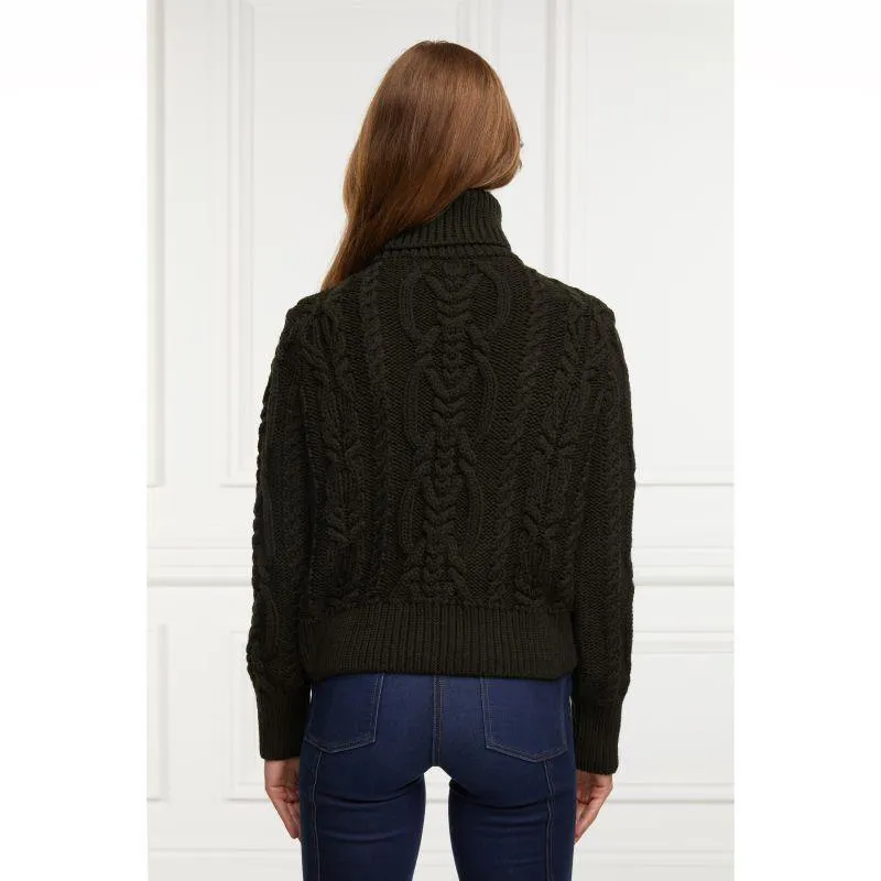 Holland Cooper Belgravia Cable Ladies Roll Neck Knit - Fern Green
