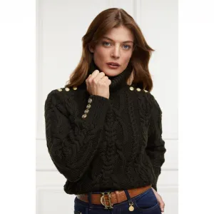Holland Cooper Belgravia Cable Ladies Roll Neck Knit - Fern Green