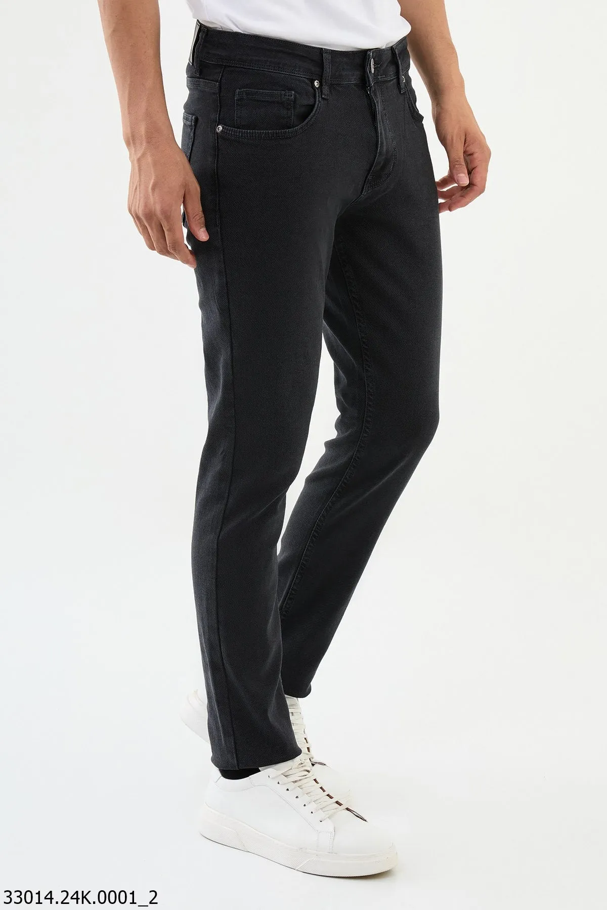 HolloMen Gray Slim Fit Corduroy Jeans.