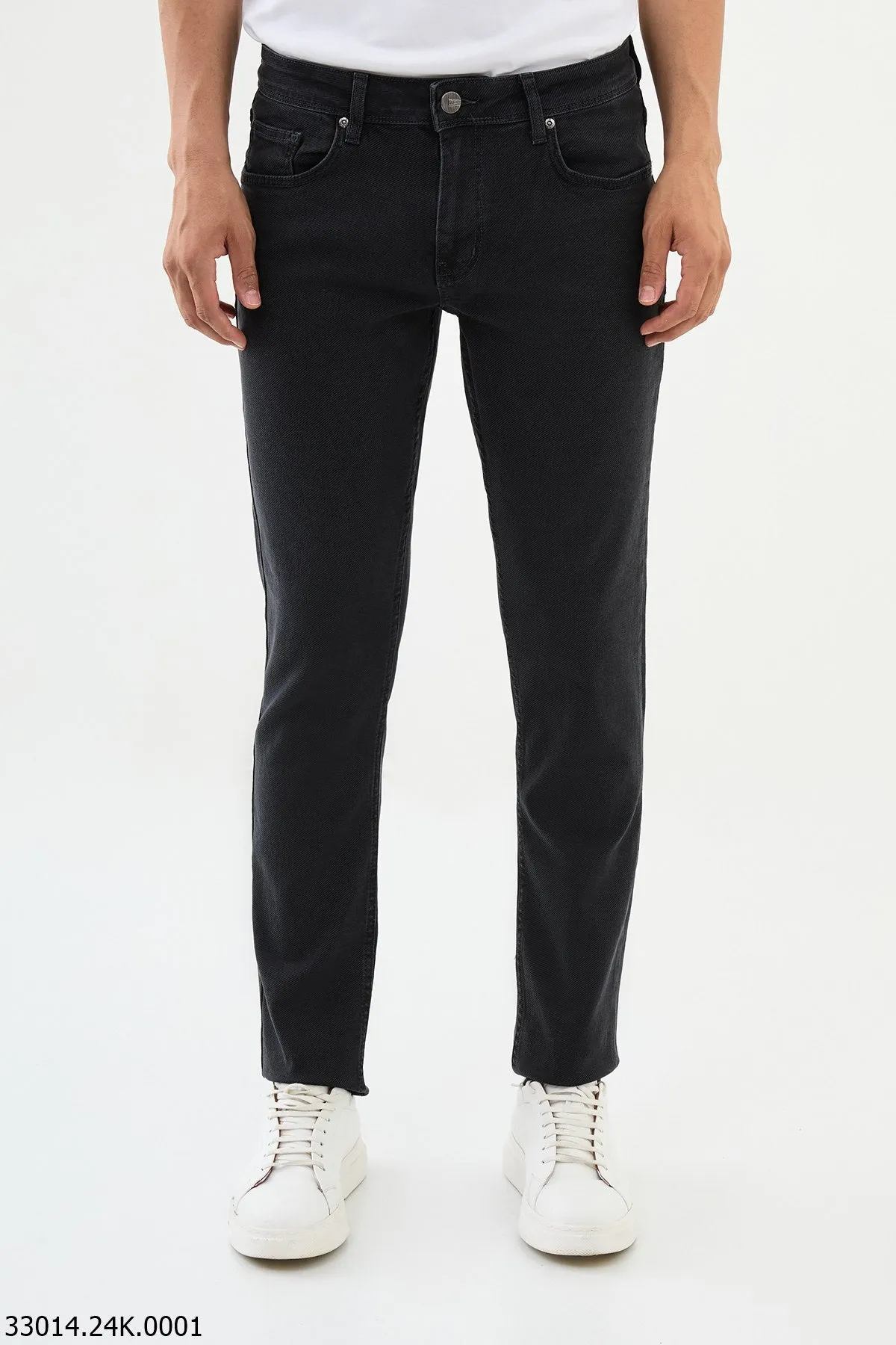 HolloMen Gray Slim Fit Corduroy Jeans.