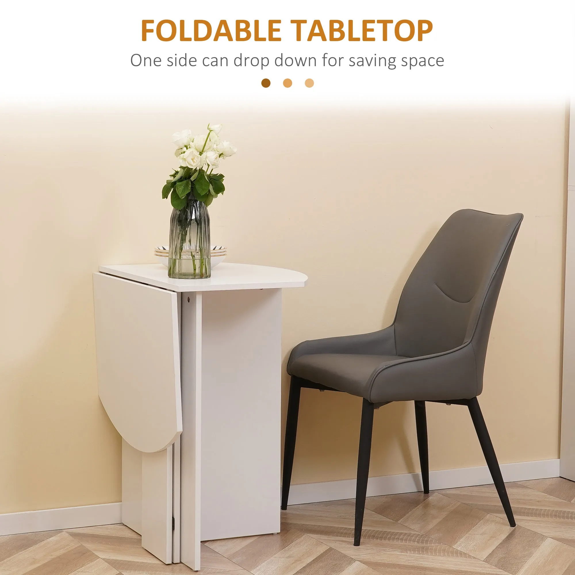 HOMCOM Four-Person Drop Leaf Dining Table - White