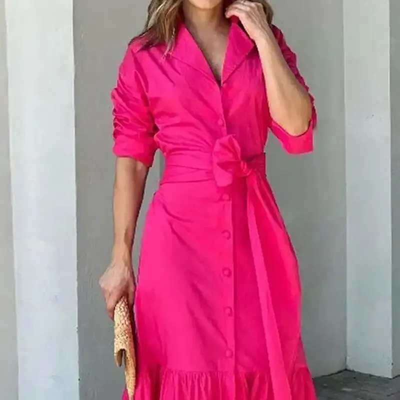 Hot Pink Maxi Casual Dress
