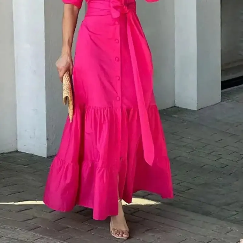 Hot Pink Maxi Casual Dress
