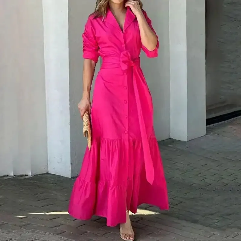 Hot Pink Maxi Casual Dress