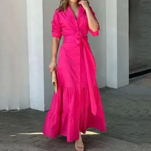 Hot Pink Maxi Casual Dress