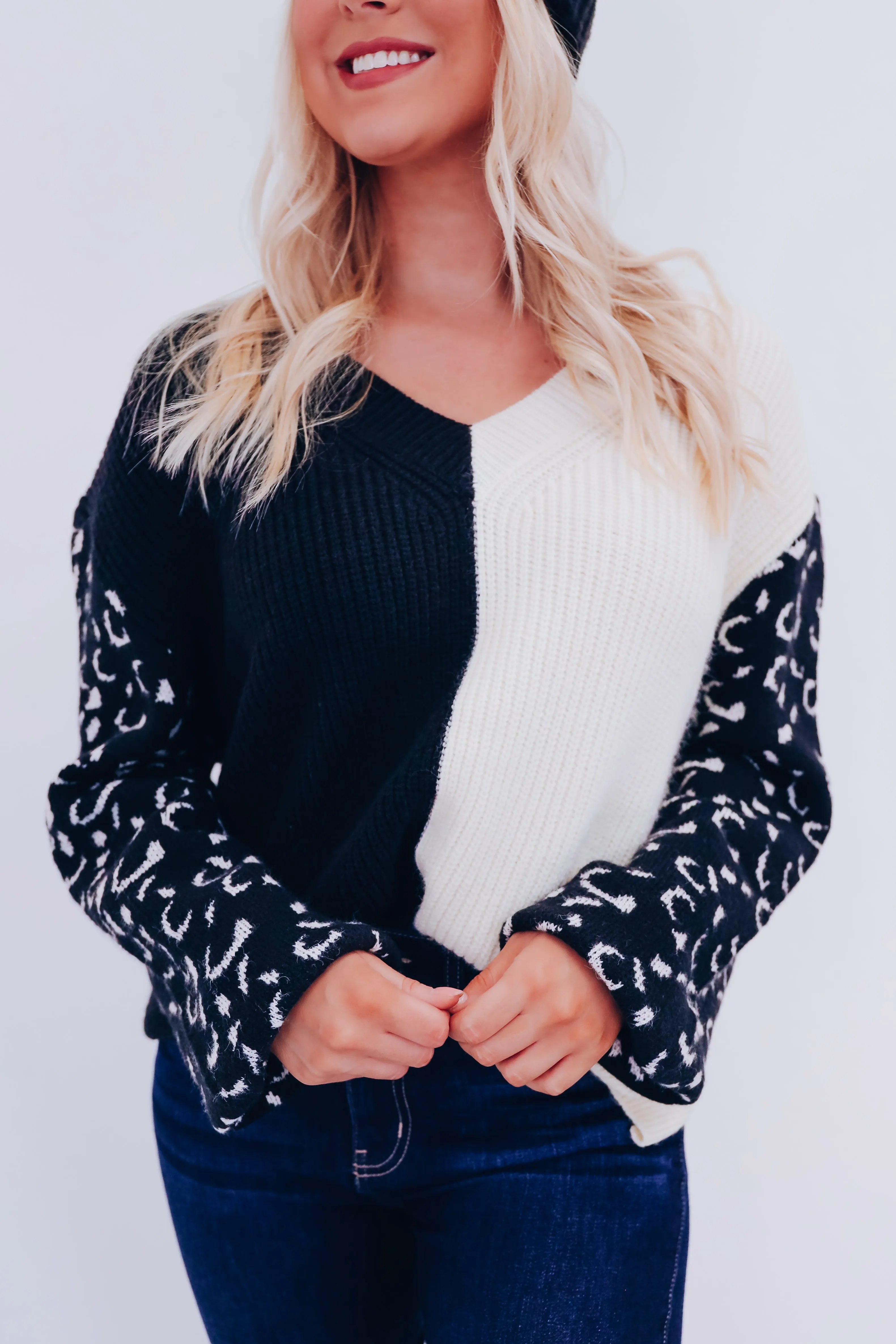 Illyanna Leopard Sleeve Oversized Sweater