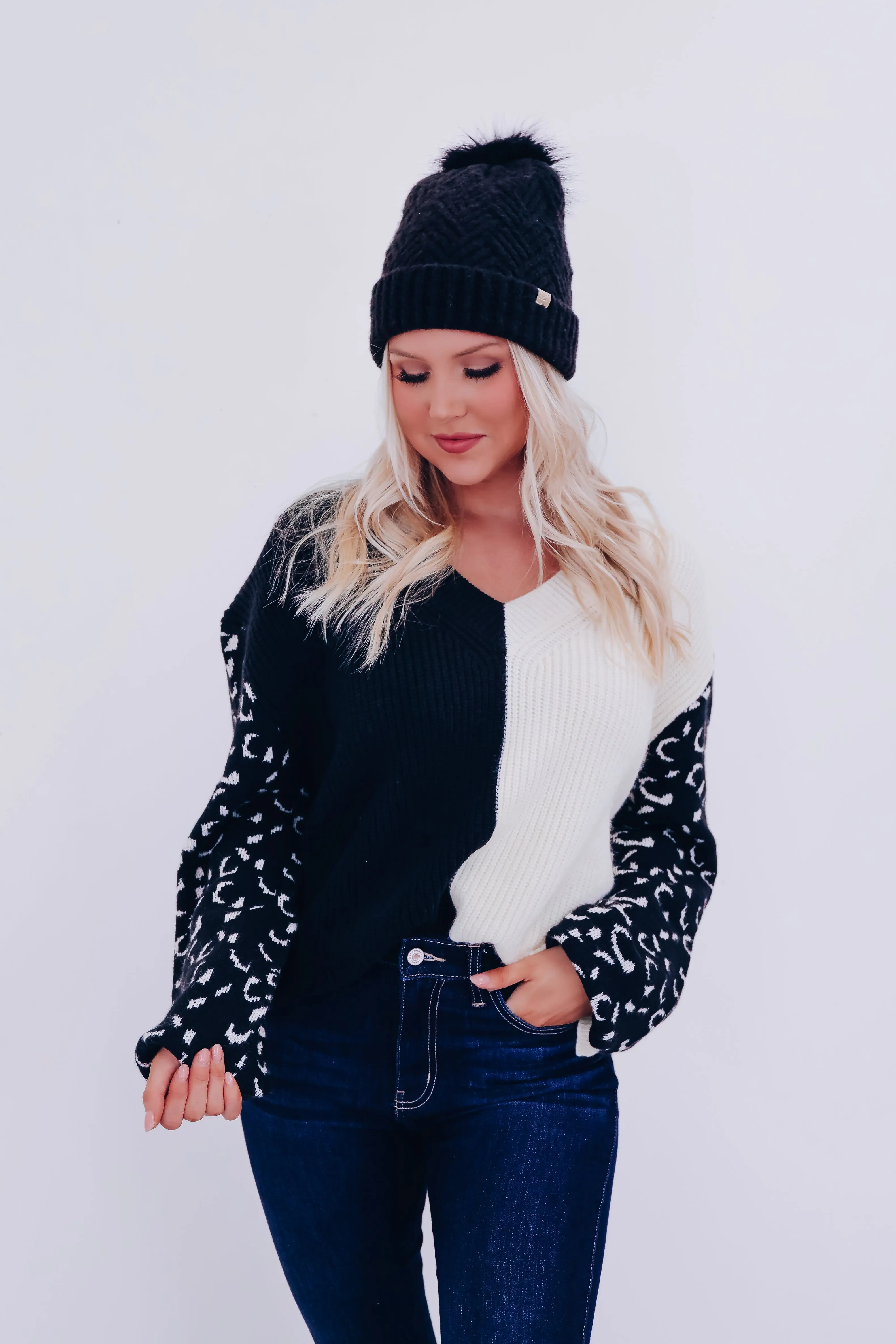 Illyanna Leopard Sleeve Oversized Sweater