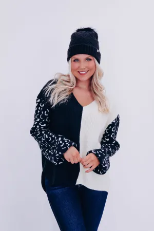 Illyanna Leopard Sleeve Oversized Sweater