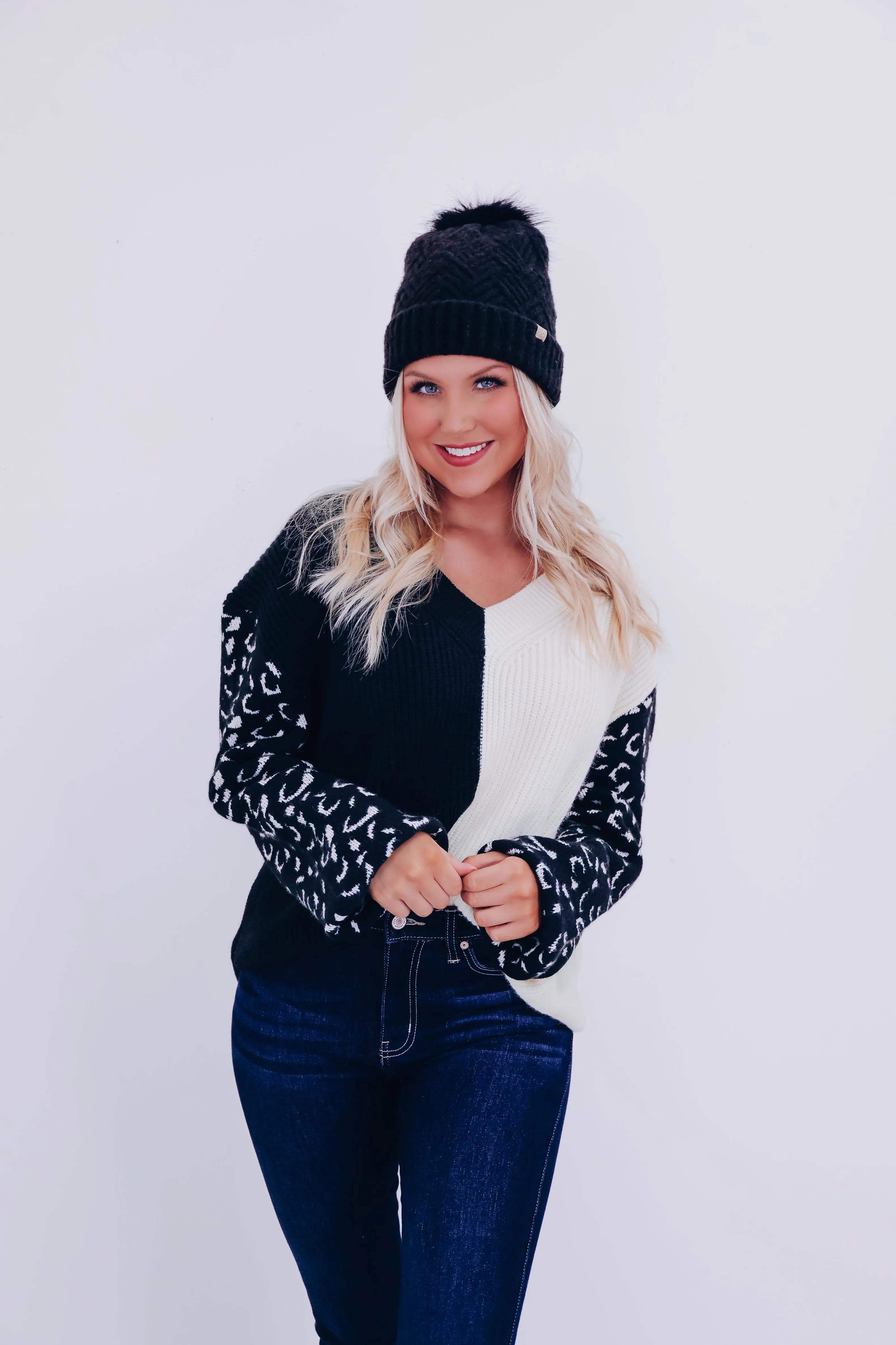 Illyanna Leopard Sleeve Oversized Sweater
