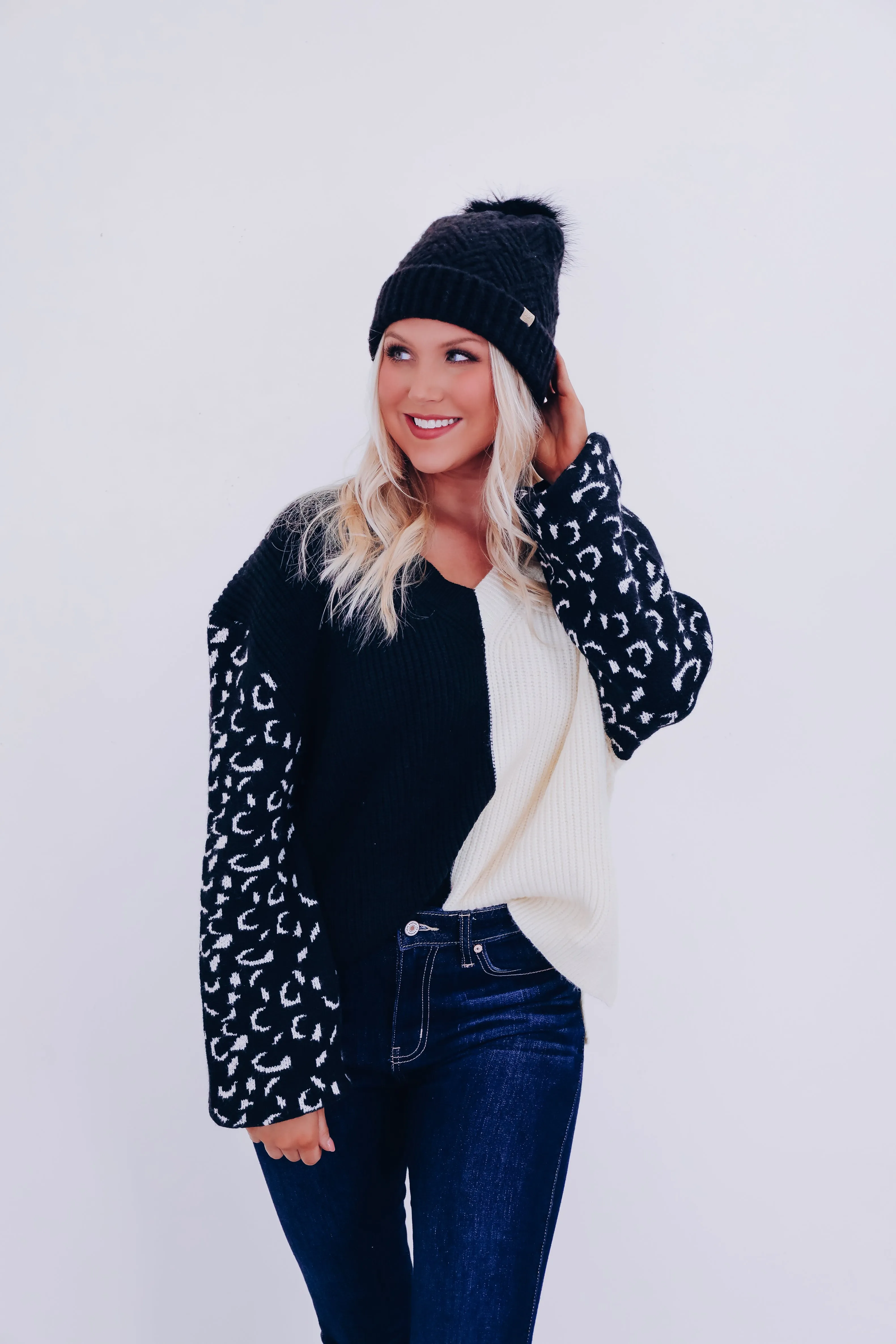 Illyanna Leopard Sleeve Oversized Sweater