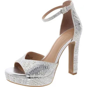 INC Womens Ninel 5 Metallic Rhinestone Platform Sandals