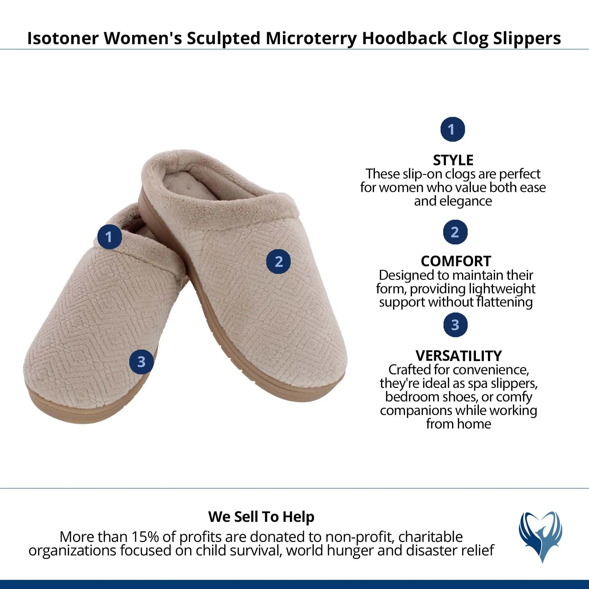Isotoner Women's Sculpted Microterry Hoodback Clog Slippers
