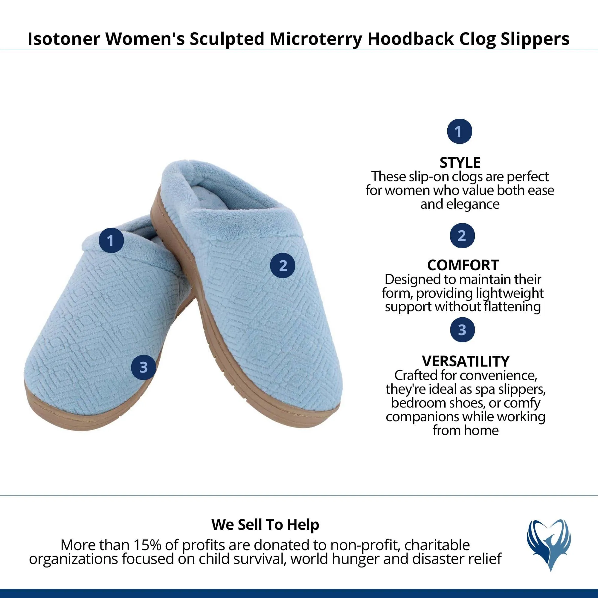 Isotoner Women's Sculpted Microterry Hoodback Clog Slippers