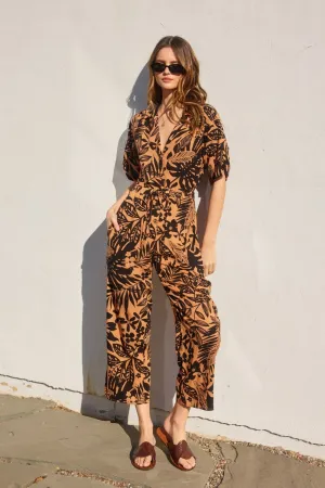 KAILANI TWO-TONE FLORAL PRINT JUMPSUIT