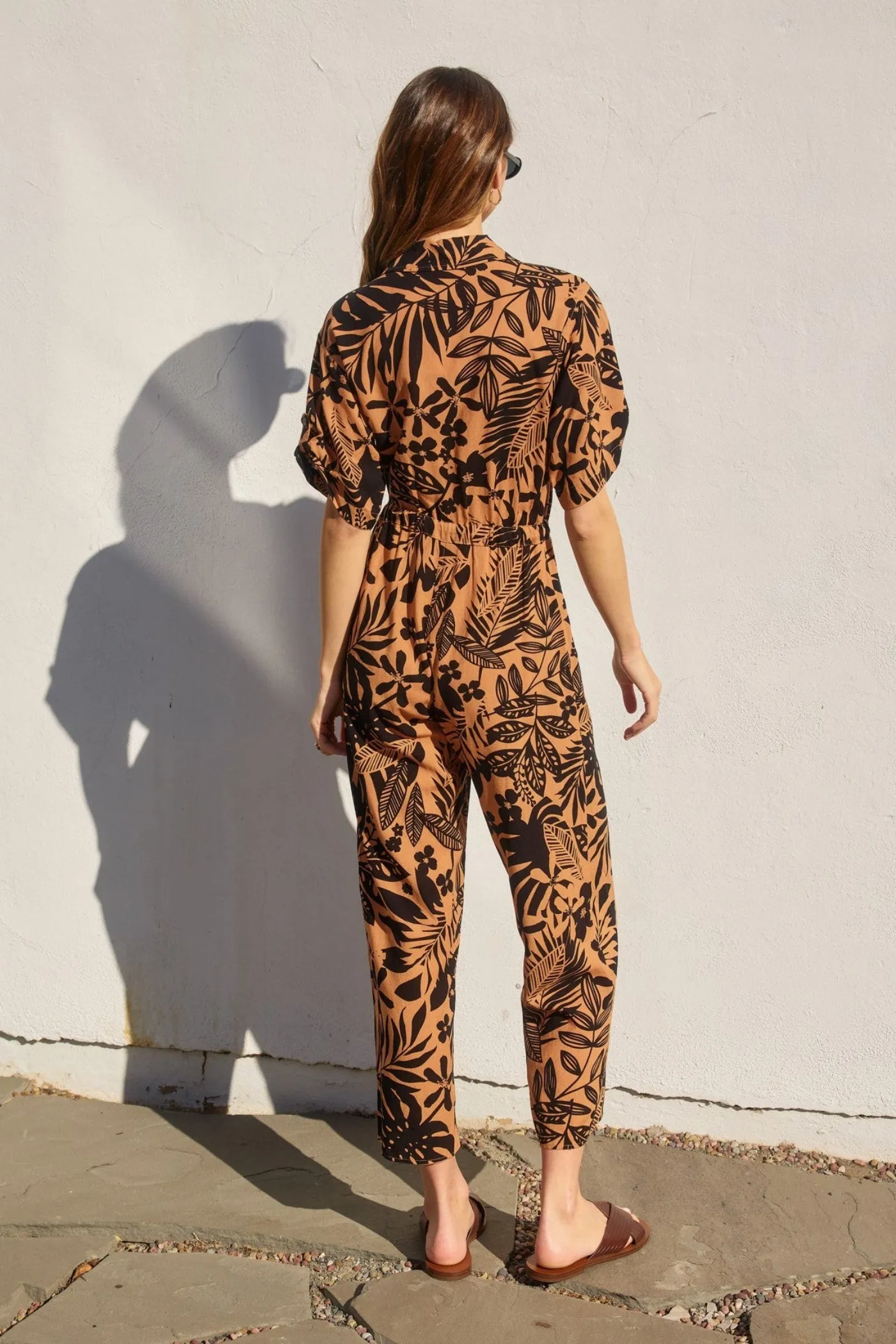 KAILANI TWO-TONE FLORAL PRINT JUMPSUIT