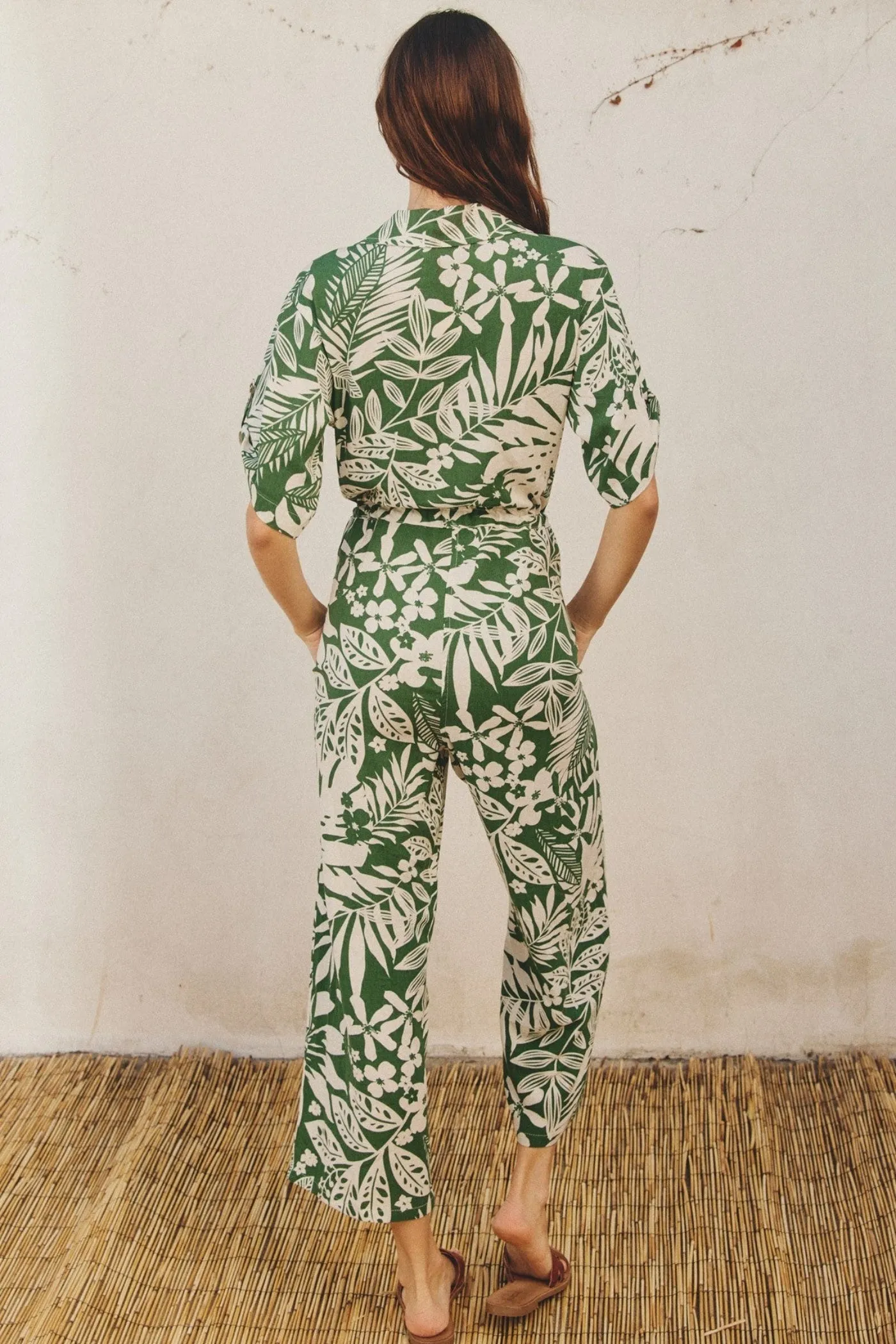 KAILANI TWO-TONE FLORAL PRINT JUMPSUIT