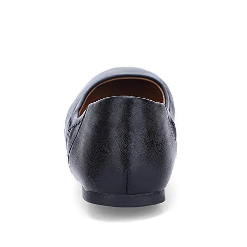 KOLILI Women's Ballet Flat Classic Round Toe Walking Shoes Casual Ladies Faux Leather Flat Shoes Black