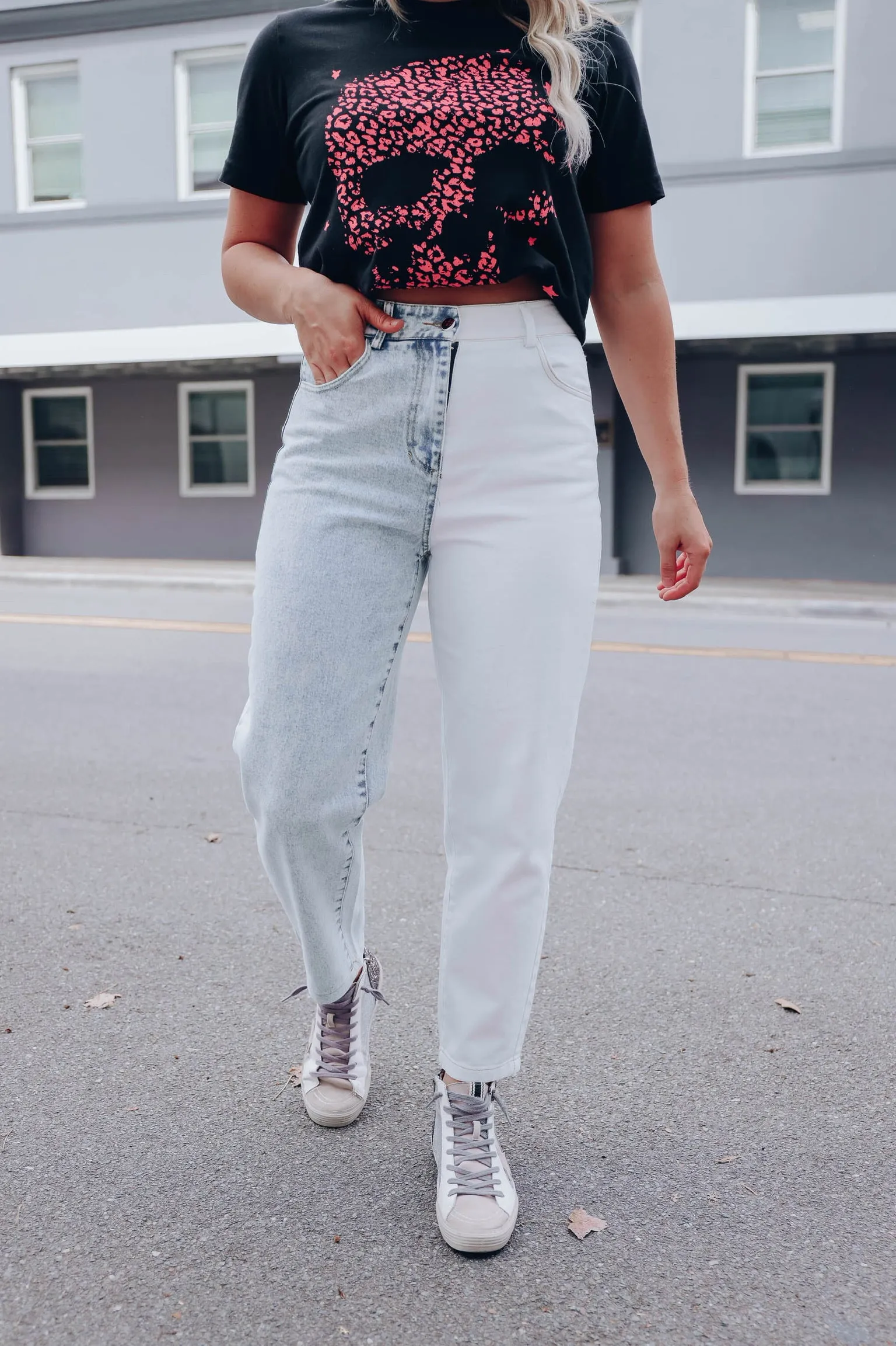 Kylie Two-Tone Straight Leg Jeans