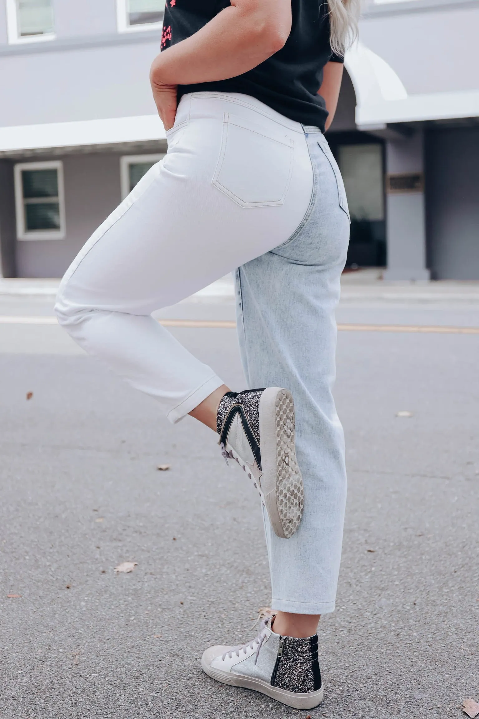 Kylie Two-Tone Straight Leg Jeans