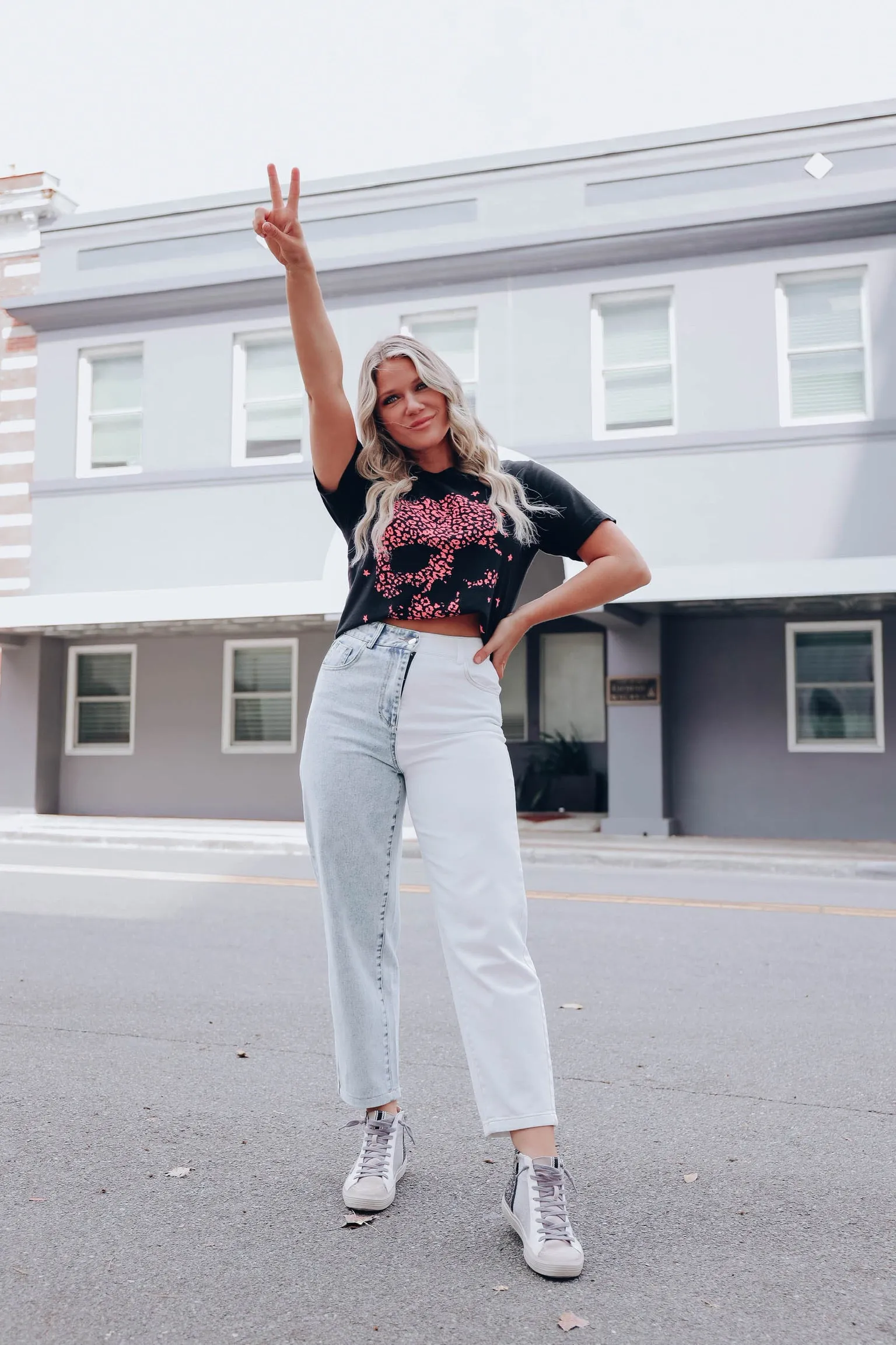 Kylie Two-Tone Straight Leg Jeans
