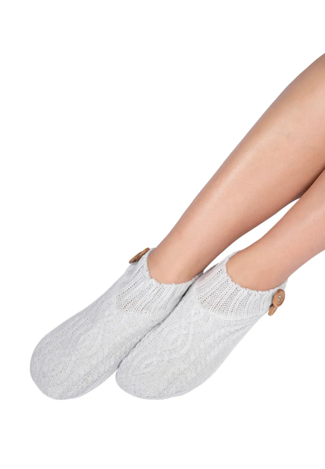 Latte Love Cable Knit Slippers Light Blue