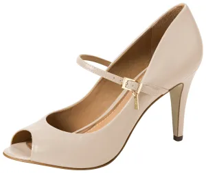 Leather Peep Toe Nude - Dumond