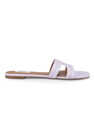 Lilac Textured Leather Sliders