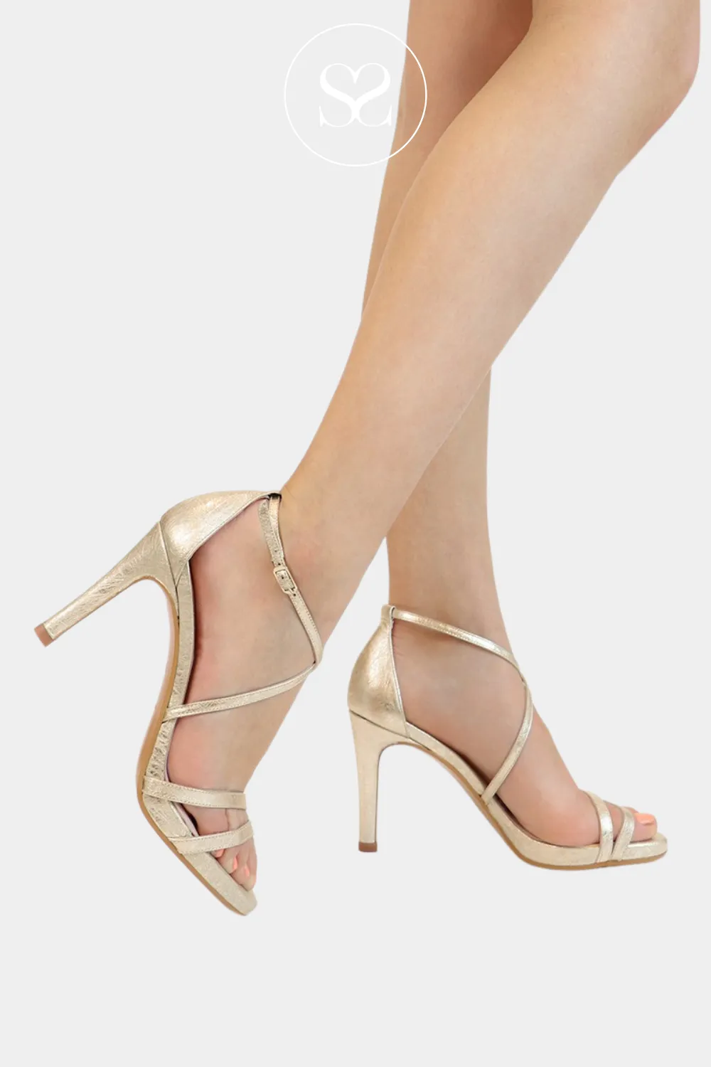 LODI INRIKO-X GOLD LEATHER HIGH HEELED SANDALS