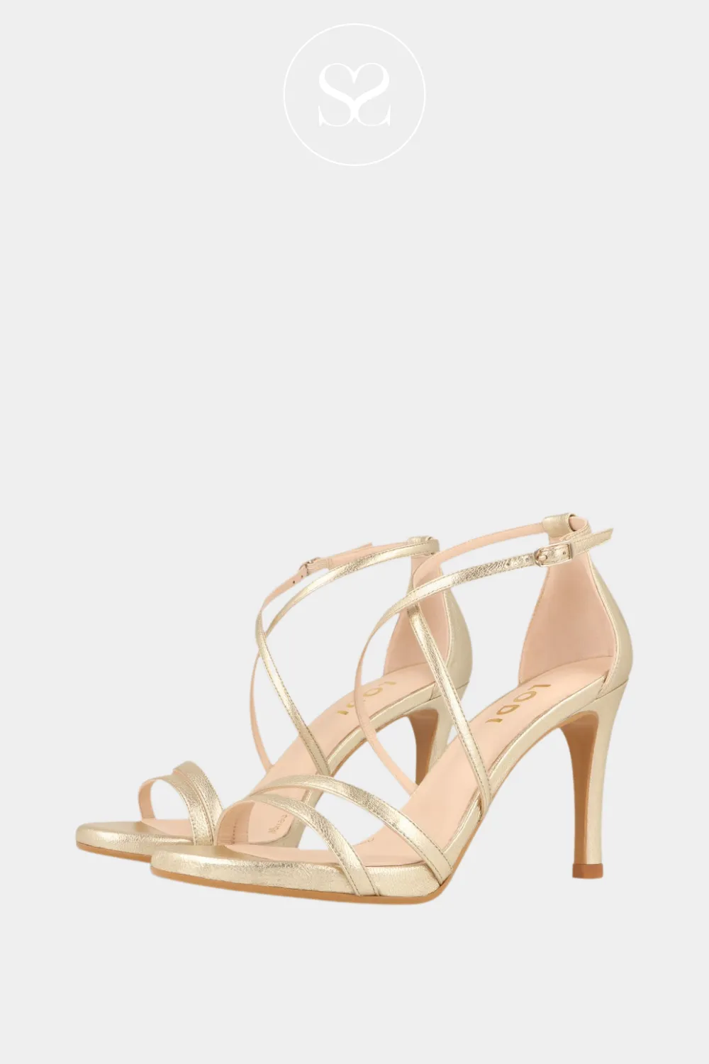 LODI INRIKO-X GOLD LEATHER HIGH HEELED SANDALS