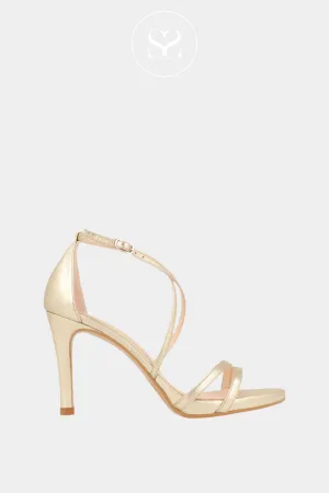 LODI INRIKO-X GOLD LEATHER HIGH HEELED SANDALS
