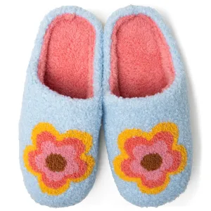 Lounge Out Loud Flower Power Super Fuzzy Slipper Slides