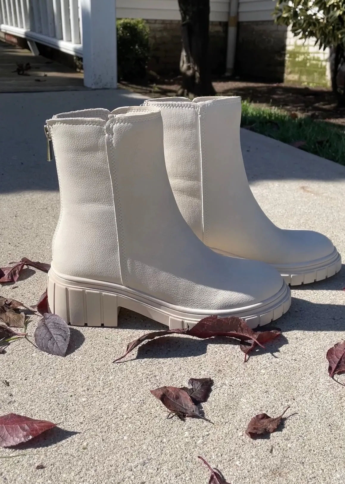 lug sole leather bootie