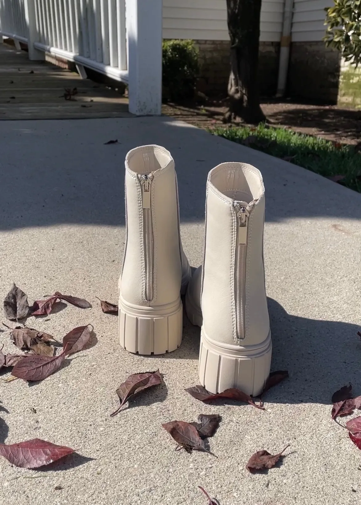 lug sole leather bootie