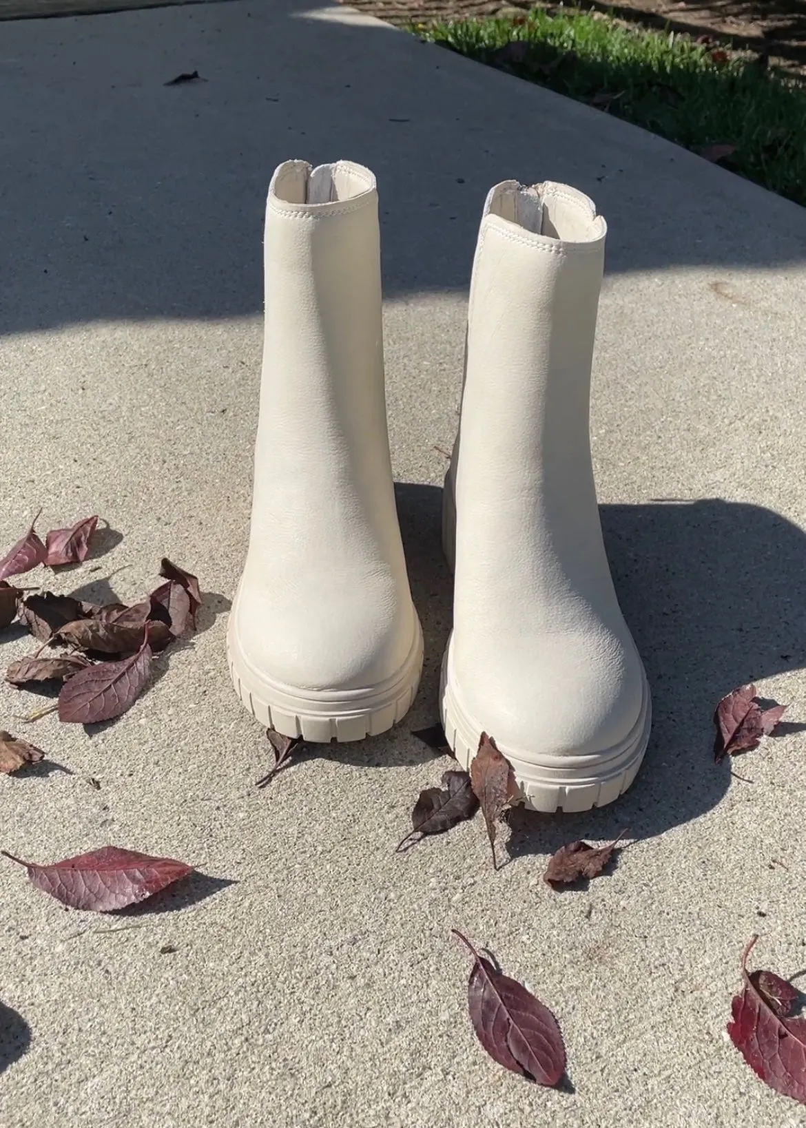 lug sole leather bootie