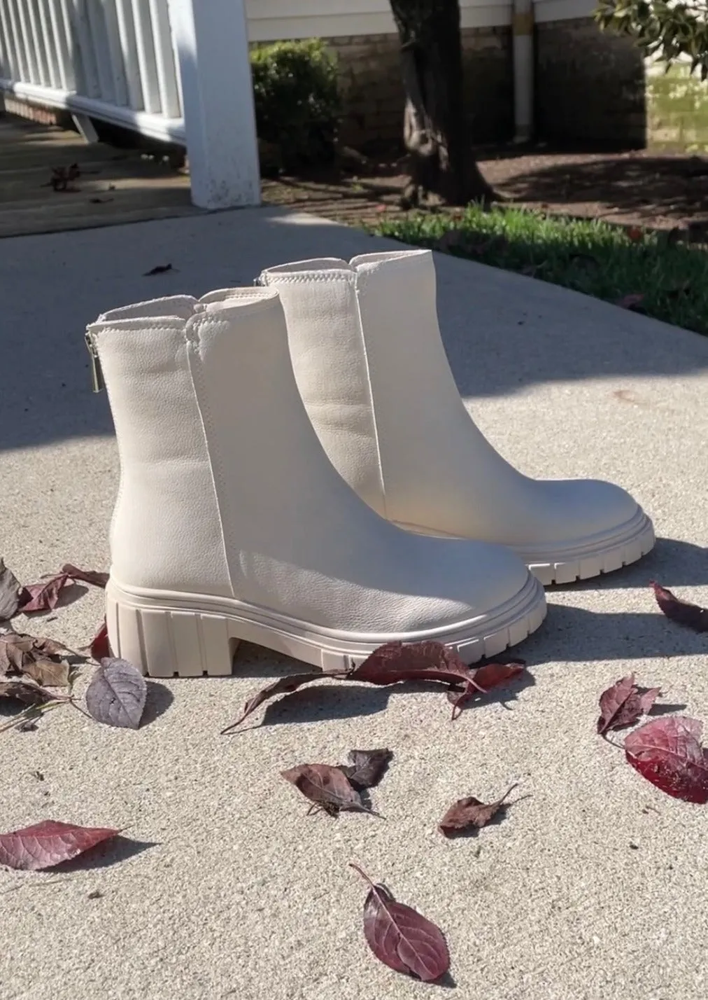lug sole leather bootie
