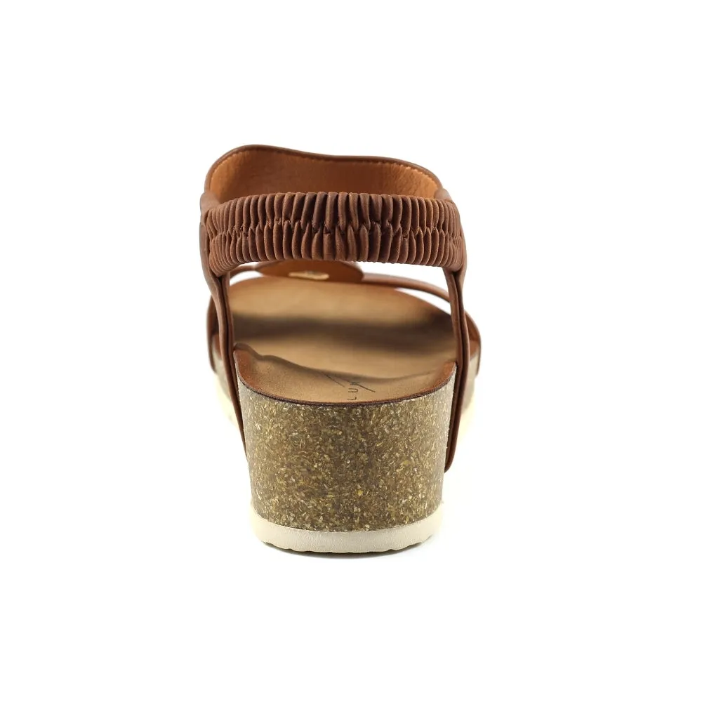 Lunar Women's JLH359 Barwell Wedge Sandals Tan Brown