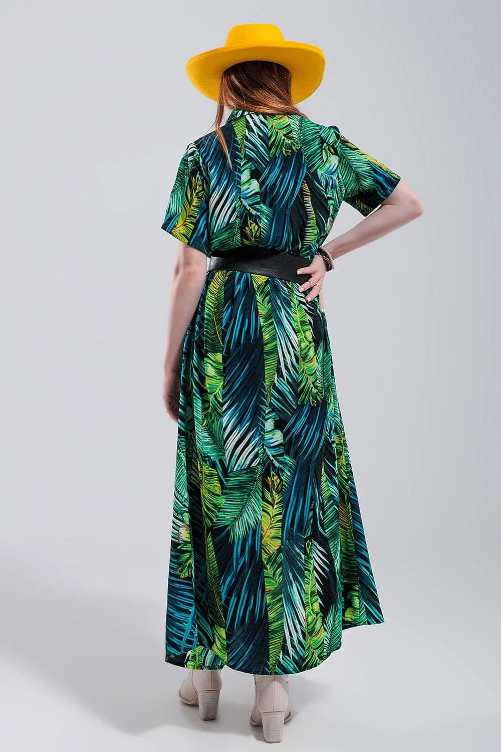 Maxi Shirt Dress In Tropical Print