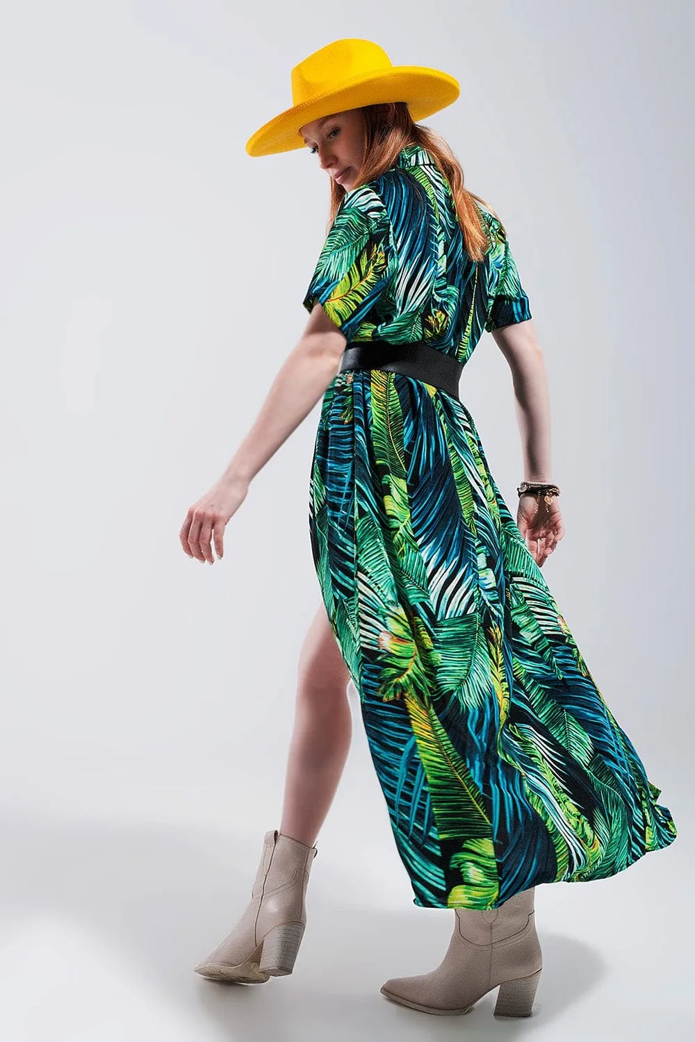 Maxi Shirt Dress In Tropical Print