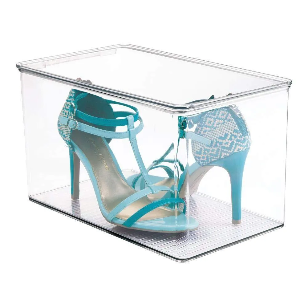 mDesign Stackable Closet Plastic Storage Bin Box with Lid - Container for Organizing Mens and Womens Shoes, Booties, Pumps, Sandals, Wedges, Flats, Heels and Accessories - 7" High, 6 Pack - Clear