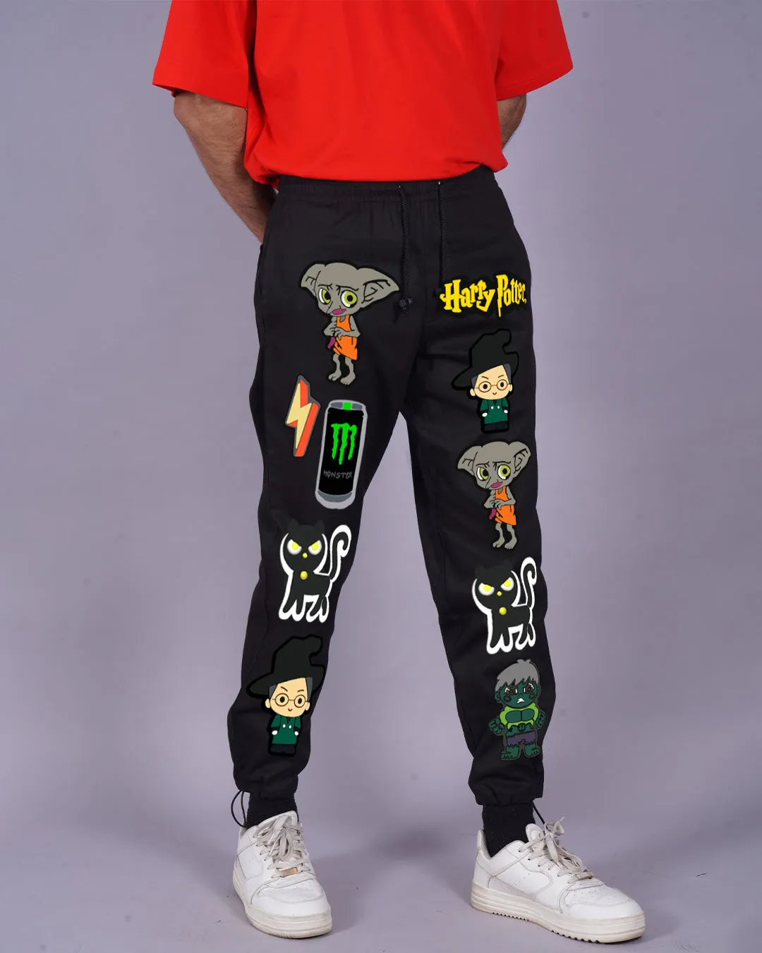 Men's Black Cargo Pants with Harry Potter Twist